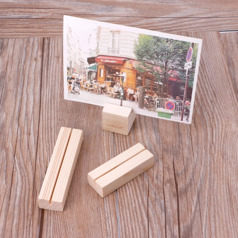 

Natural Wood Memo Clips Photo Holder Clamps Stand Card Desktop Message Crafts