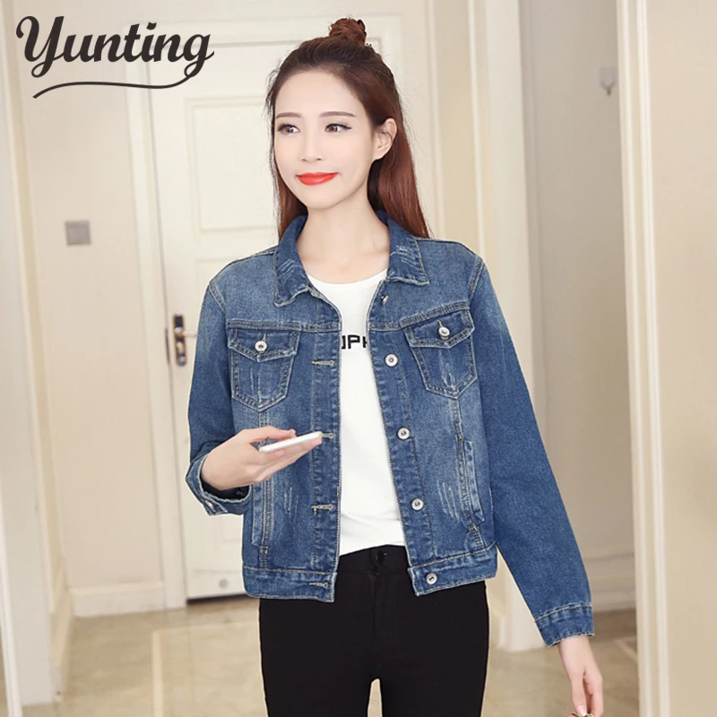 Autumn Women Denim Cropped Jacket Female Pockets Short Jean Jackets Ladies 2021 New Fashion Button Casual Solid Coats