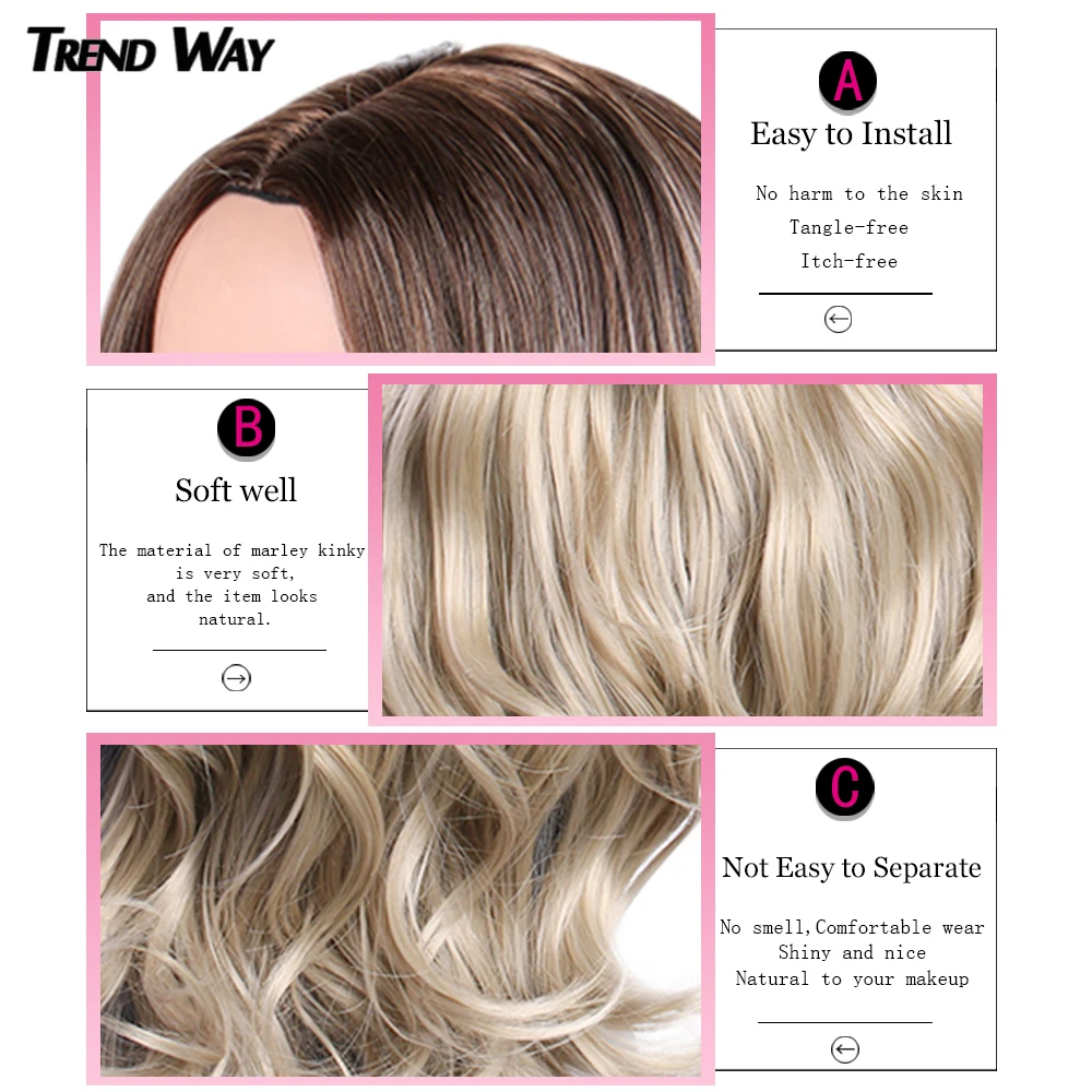 Тренд путь 26 дюймов Ombre волнистые синтетические парики длинные светлые