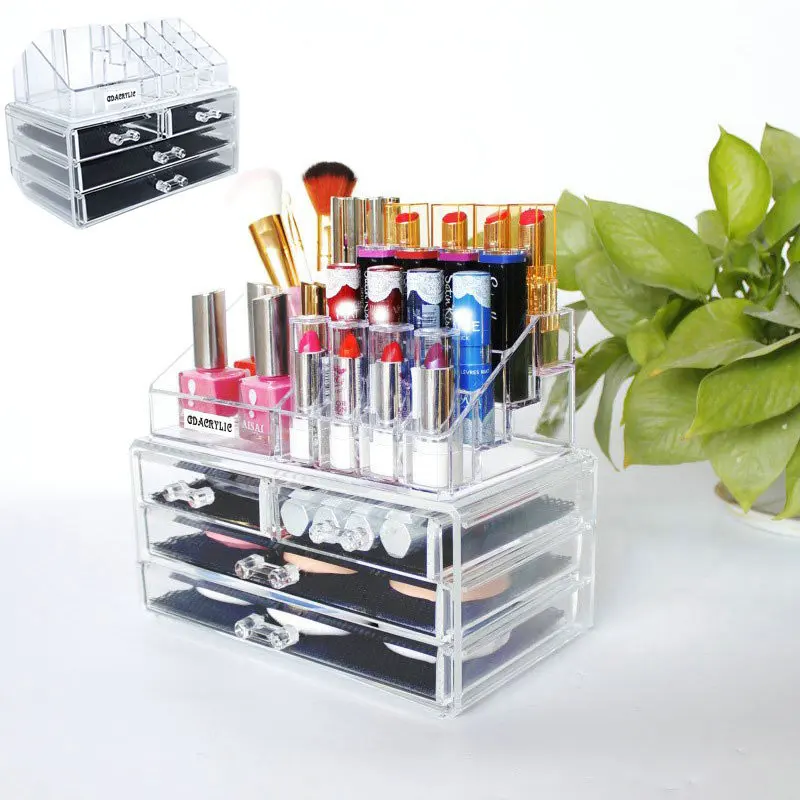 

CASE BOX STORAGE CLEAR DRAWER HOLDER JEWELLERY ACRYLIC MAKEUP COSMETIC ORGANIZER