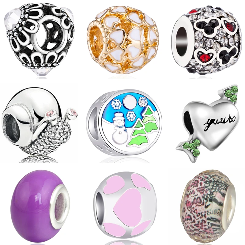 Летние DIY сердца улитки ключ Рождественская елка кристалл шармы Бусины Fit Pandora