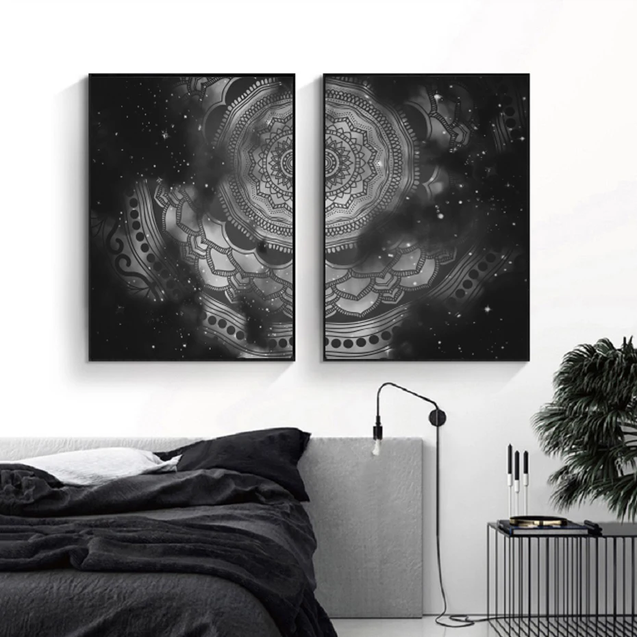 

Canvas Painting Poster Black and White Mandala Minimalism Exquisite Pattern Wall Art Print Printing Living Room Home Decoration