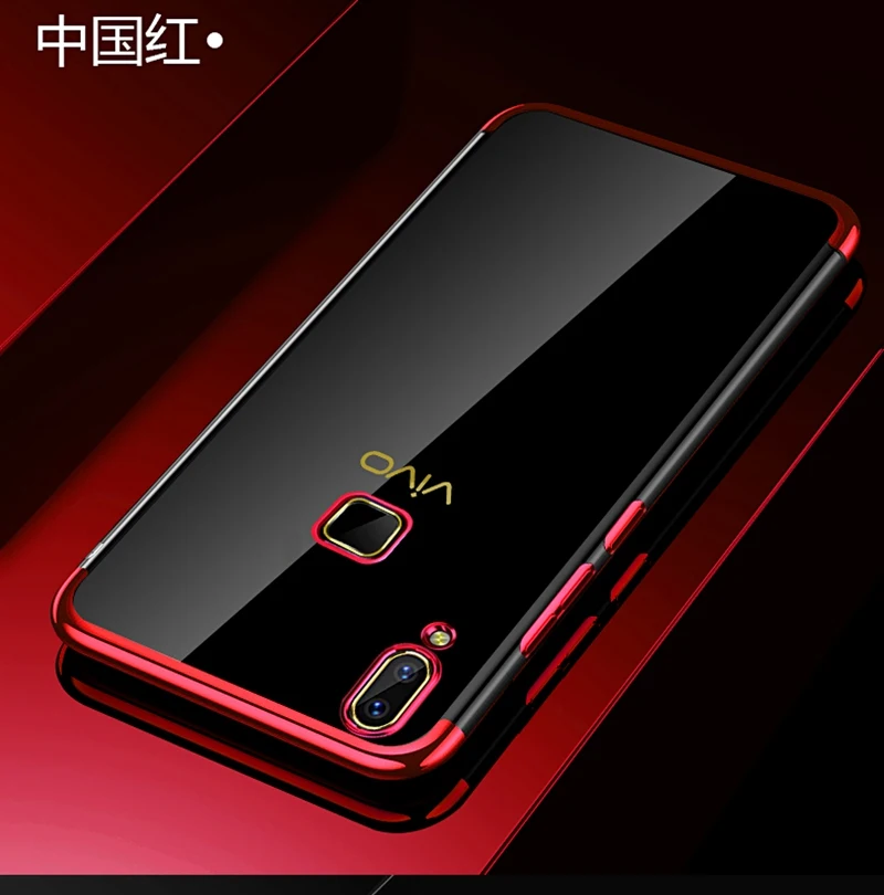 Красный UPaitou Роскошный чехол для VIVO Z5X Z3i Z1 Pro Y97 Y95 Y93 Lite Y85 Y83 Y81 Y79 Y69 Y67 Y66 Y65 чехол из силикона и ТПУ прозрачный чехол - Цвет: Красный