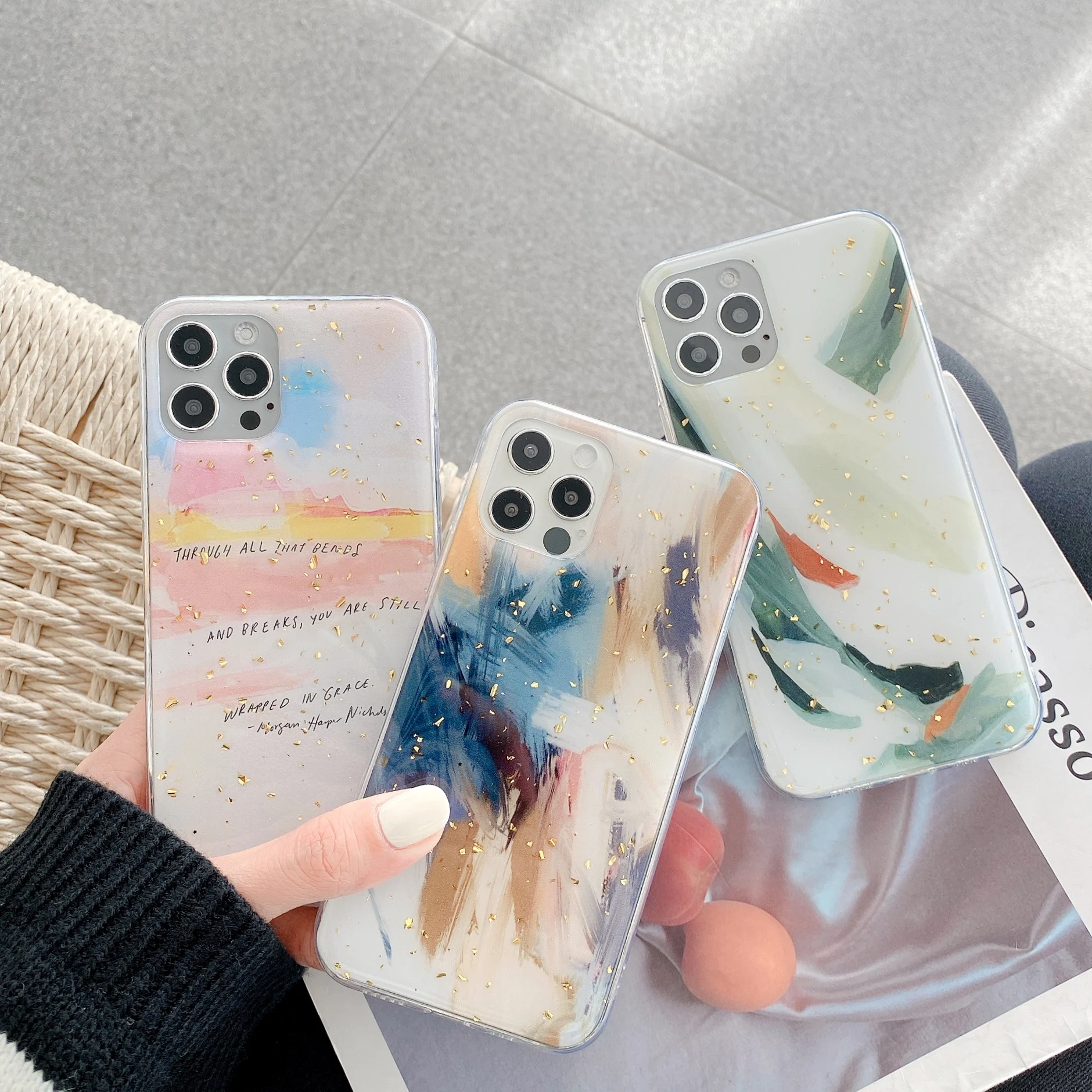 

For iPhone 12 Pro Case Illustrated letters Marble Phone Case For iPhone 12 Mini 11 Pro Max XR XS Max 7 8 Plus X Soft Back Cover