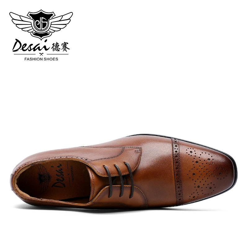 Мужские туфли Броги из натуральной воловьей кожи Desai повседневная Свадебная