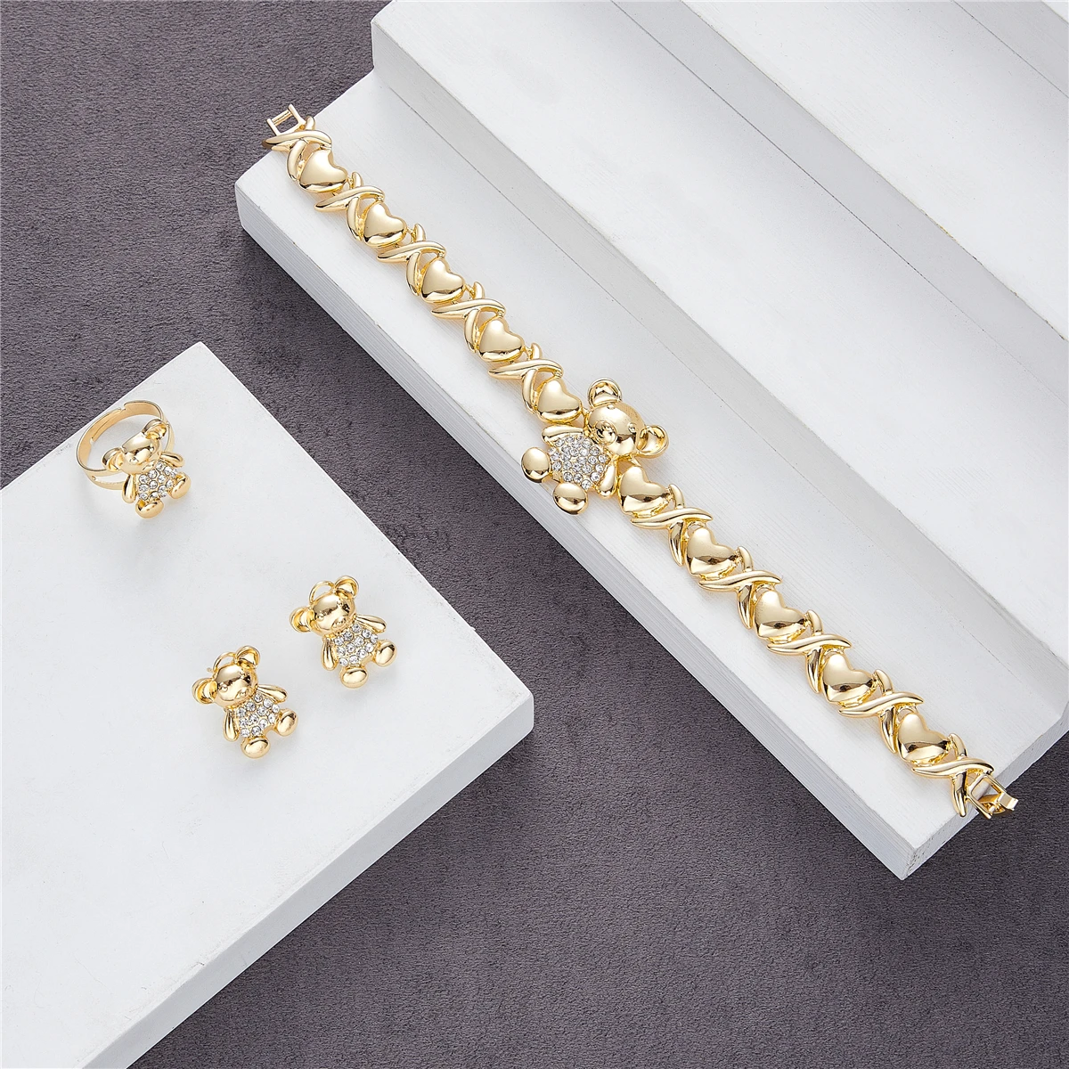

Africa Nigeria Large Jewelry Set Dubai 14k Gold Plated Women's Wedding Accessories Exquisite Necklace Earrings Ring Set