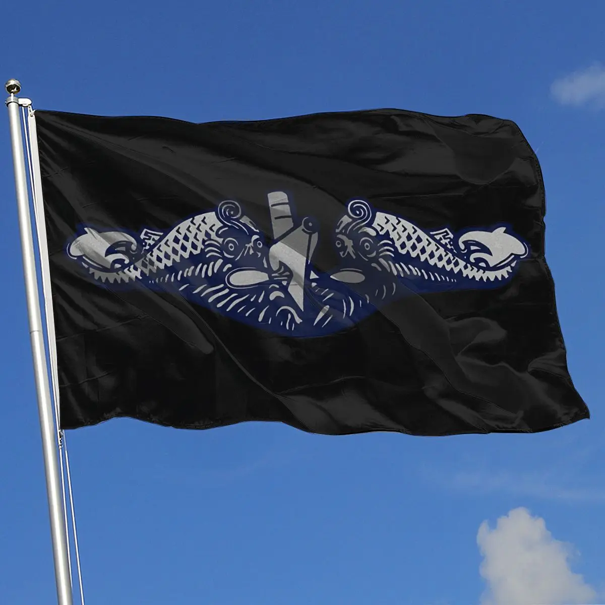 

US Navy Submarine InsigniaHouse Flag Vivid Color and UV Fade Resistant Canvas Header and Double Stitched Polyester