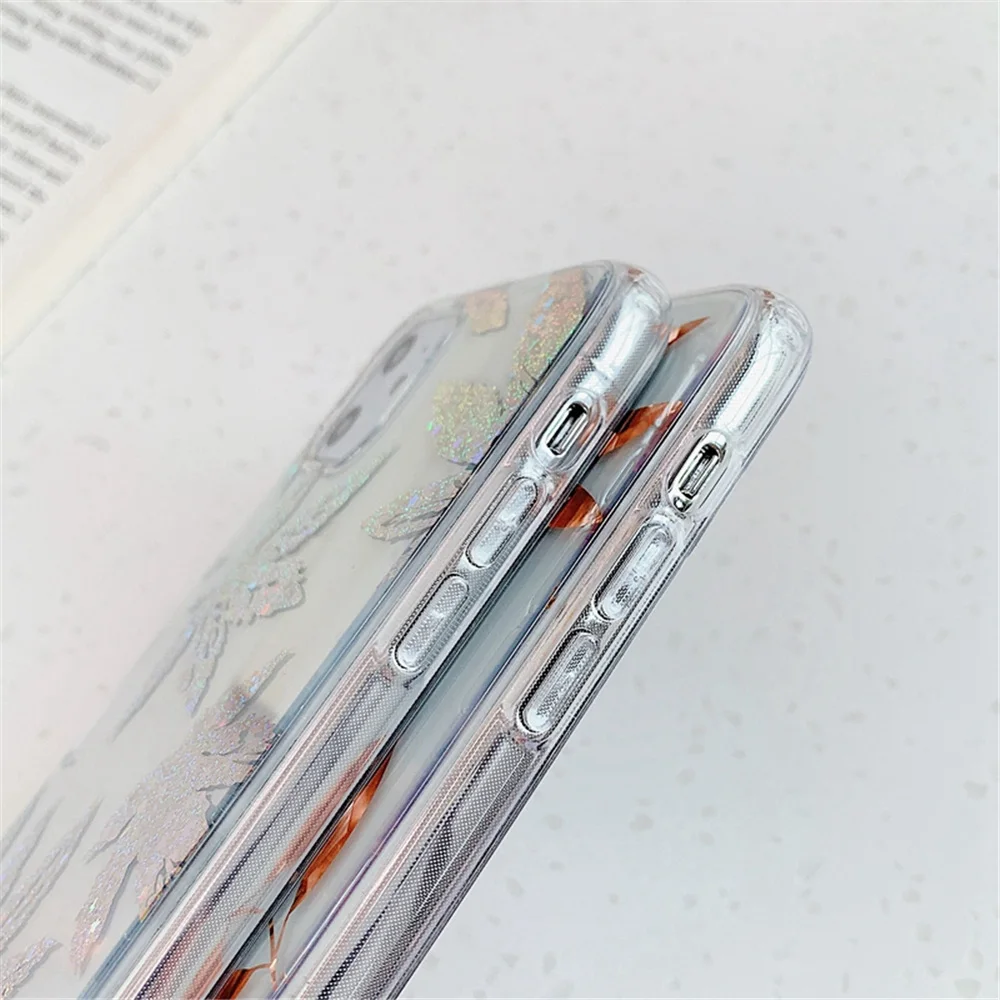 N1986N покрытие из розового золота для iPhone 11 11 Pro Max X XR XS Max 7 8 Plus чехол для телефона роскошный художественный лист Дерево мягкий IMD для iPhone 11