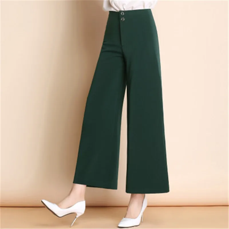 Высокая талия широкие брюки 2020 модные повседневные черные женские весна и лето