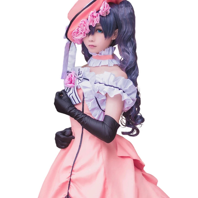 Новый Черный Дворецкий Kuroshitsuji Сиэль косплей костюм Девушка розовое платье наряд