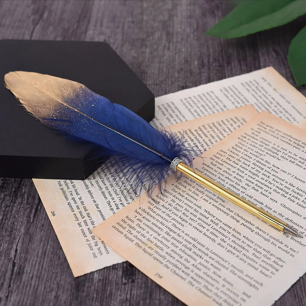 

6 Pcs 25x3CM Feather Pen Wedding Bridal Guest Signing Pen Party Favors Supplies (Random Colors)