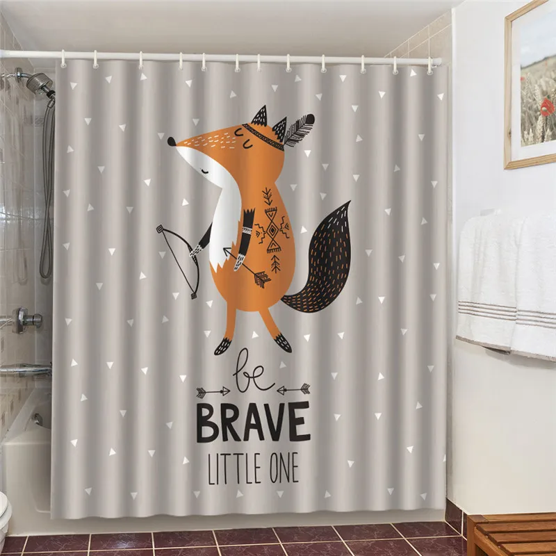Декоративные шторы для ванной в скандинавском стиле с мультяшным принтом лисы