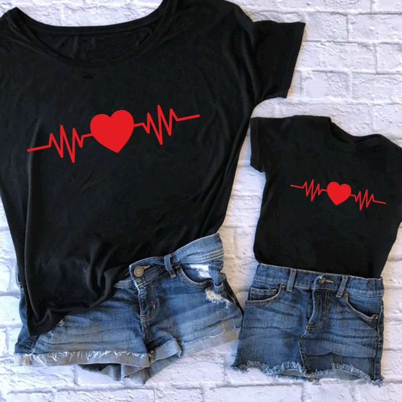 2021 New Cute Family Look Matching Clothes Mommy And Me Tshirt Mother Daughter Son Outfits Women Mom T-shirt Baby Girl T Shirt | Мать и