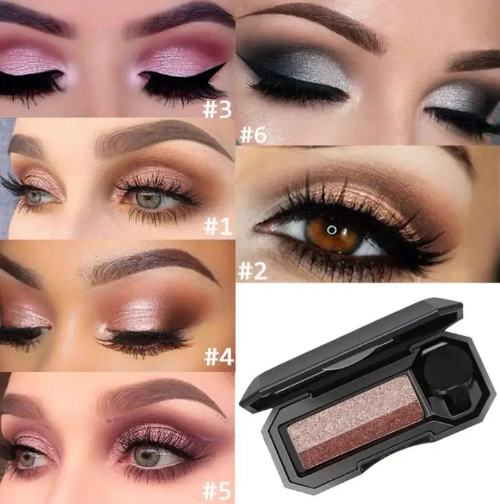 Палетка теней для век двухцветные водостойкие дымчатые матовые Сияющие