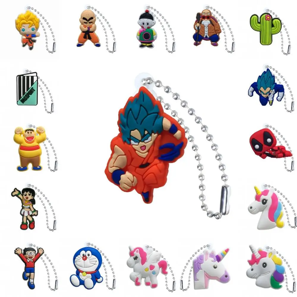 

50pcs PVC Keychain Cartoon Figure Ball chain Key Holder Fashion Charms Trinkets