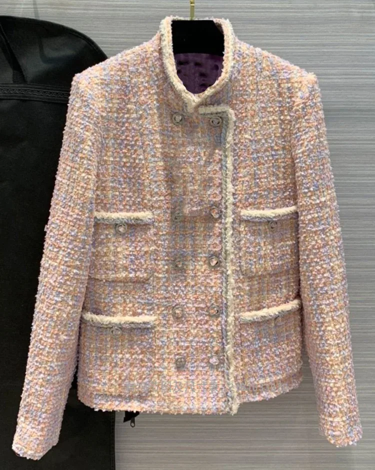 

New heavy industry celebrity style tweed coat in early autumn of ，can customized size