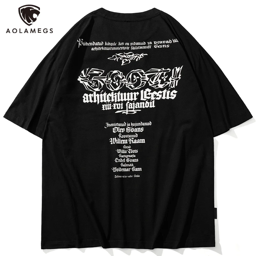 

Aolamegs Men Harajuku Letter Print Summer T-shirt High Street Hip Hop Tee Casual Loose Short Sleeve Tops Unisex Superior Quality