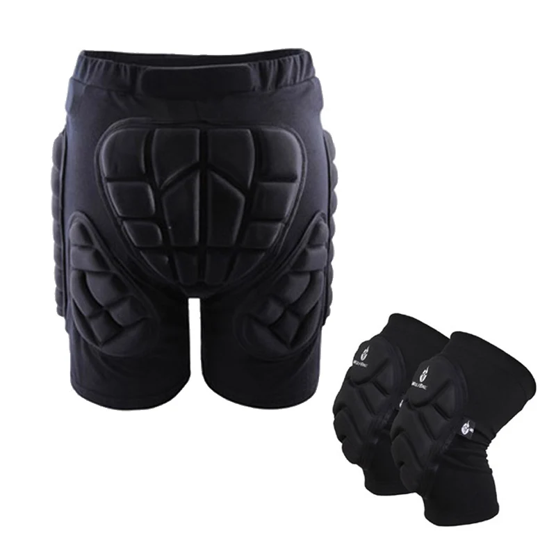 shorts and knee pads Лыжные защитные набедренные мягкие шорты+ защитные наколенники катание на лыжах катание на сноуборде защита от ударов - Цвет: shorts and knee pads