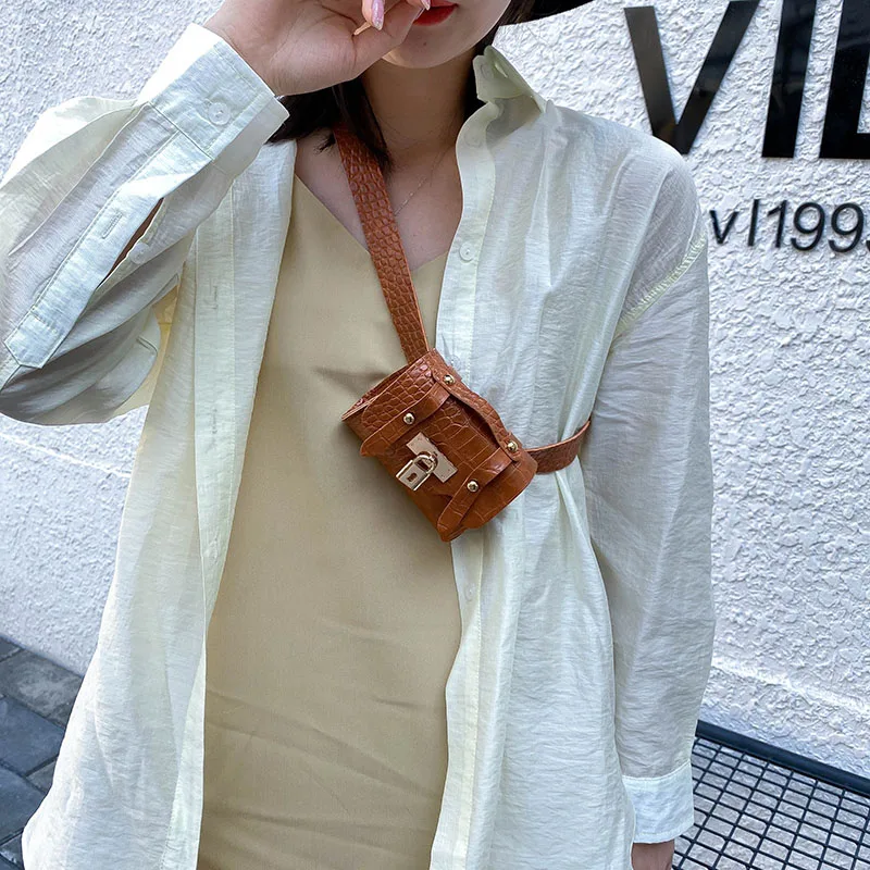 

Women Fashion Waist Pack PU Fanny Pack Simple Women's Gift Belt Bag Phone Chain Bags For Lady Casual Pack Female Purse Black