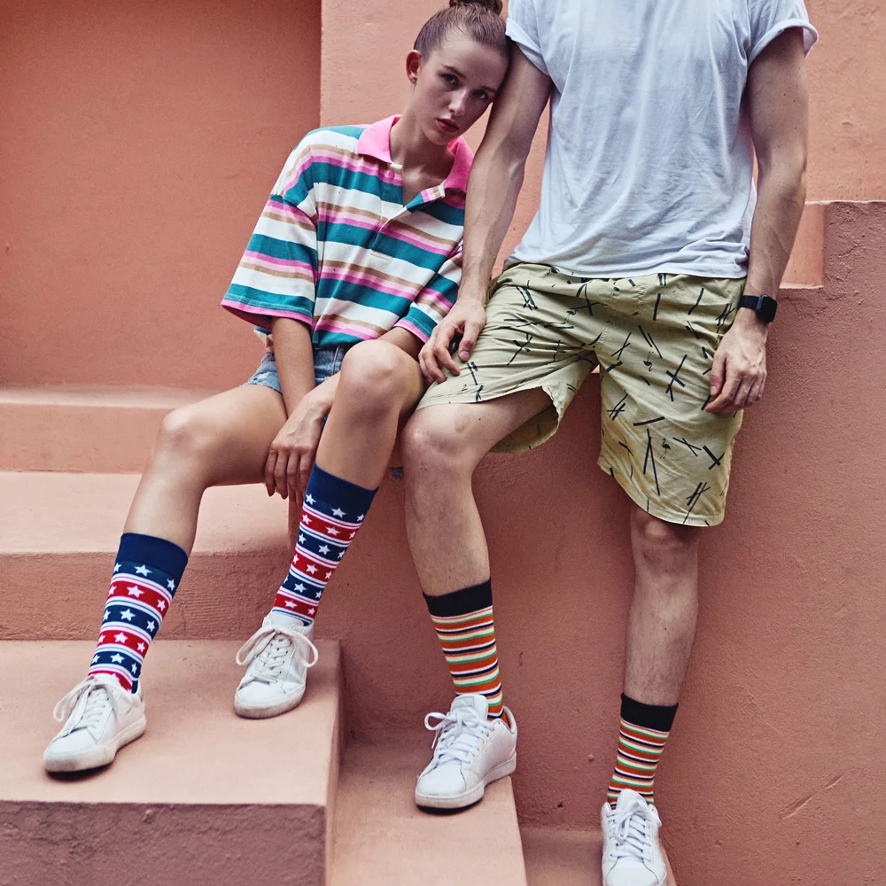 trend Hot Sale Men Socks Casual Gentleman Funny High Quality Color Puzzle happy Business Party Dress Cotton for | Мужская одежда