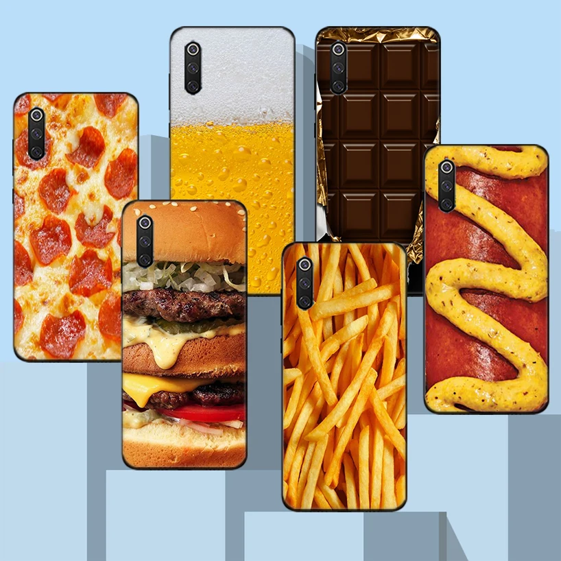 

Food French Fries Beer Cheese Black Phone Case For Xiaomi Redmi Note 10 Pro 10S 9S 8T 7 8 9 9A 9C 9T 8A 7A 6A 5 6 Cover Capa