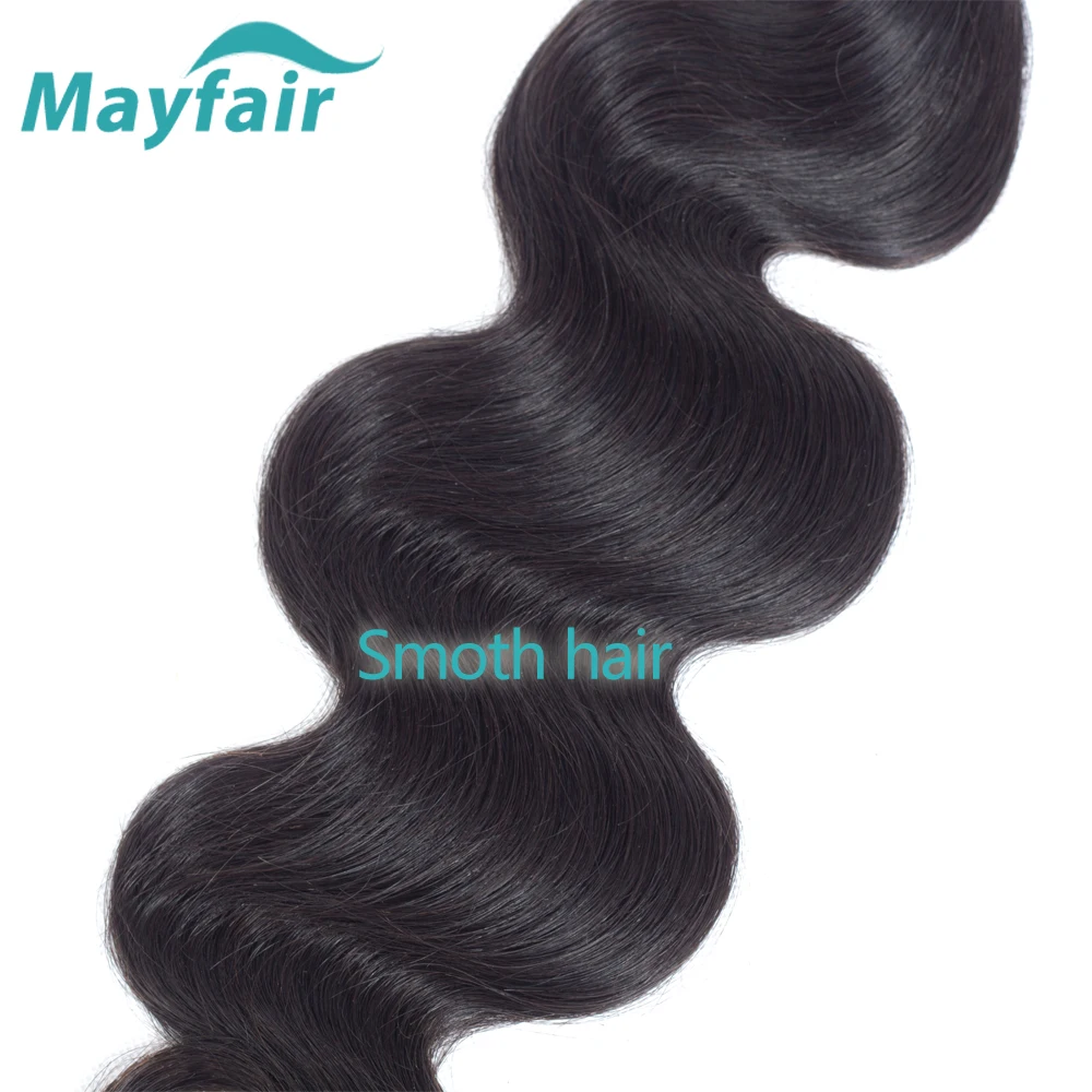 

Mayfair Brazilian Hair Body Wave 3 Bundles With Closure 4*4 Swiss Lace 100% Human Hair With Closure Non-Remy Hair With Closure