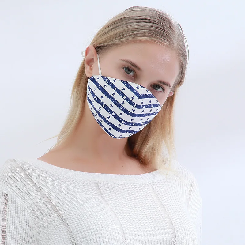 

10Pcs Printed Stars 3D Stereo Adult Protective Mask Washable Winter Breathable Warmth Masks Grass Coral Cotton Reusable Masks