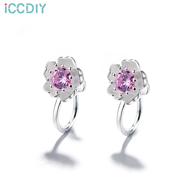 

Fresh no pierced flower ear clip girl net red cherry blossom peach blossom earrings earrings sweet temperament earrings women