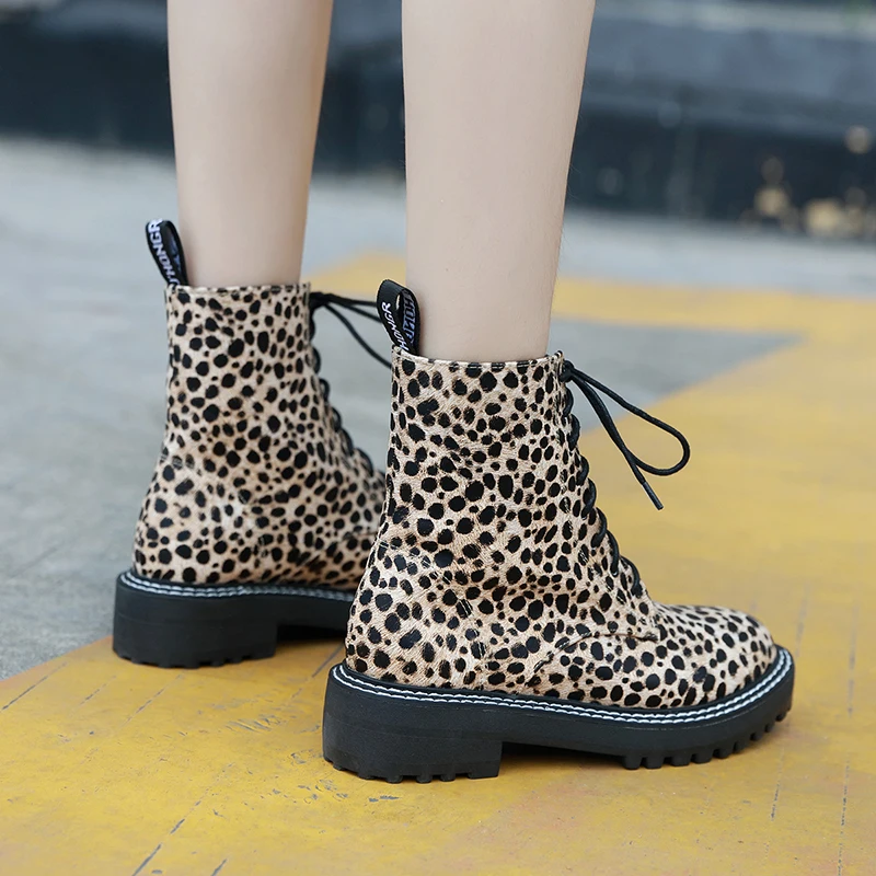 2019 г. Роскошные Дизайнерские леопардовые Ботинки женские туфли на плоской
