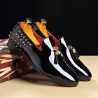 Весенние мужские лоферы с заклепками; Модные однотонные кожаные туфли без застежки; Мужская обувь для вечеринок на плоской подошве; Большие размеры 37- 48