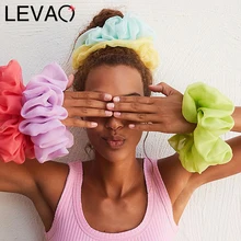 Grande chiffon mulheres elástico faixa de cabelo rabo de cavalo titular laço de cabelo acessórios da menina levao primavera verão fio líquido cabelo arco scrunchies (2)
