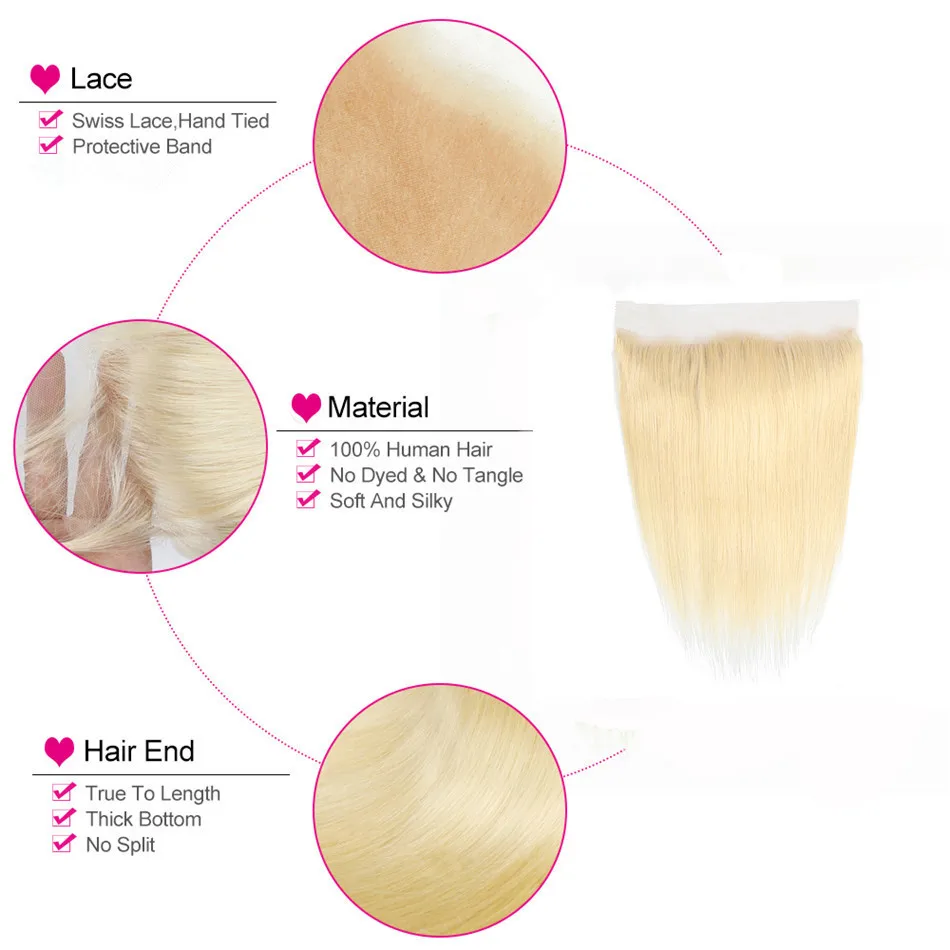 Acehair пряди с закрытием 613 медовый блонд малазийские прямые 10-30 дюймов Remy человеческие волосы плетение Кружева Фронтальная Закрытие с 3 бу