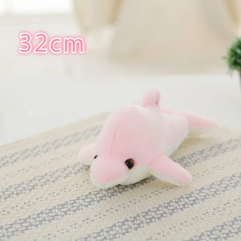 32cm Pink Dolphins 50 см красочные светящиеся плюшевая собака светодиодный светильник Подушка Детские Мягкие игрушки кукла животного подарок на день рождения для ребенка - Цвет: 32cm Pink Dolphins