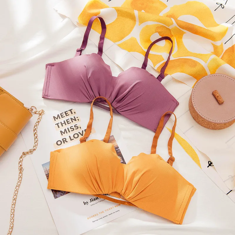 Женский бюстгальтер без косточек Wasteheart модный фиолетовый с набивкой трусики