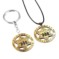 game red dead redemption 2 keychain necklace metal keyring chain pendant for men car women bag jewelry keyring holder