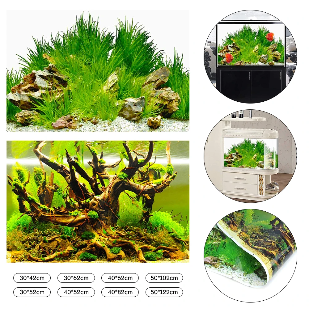 

3D Aquarium Landscape Poster Fish Tank Background Sticker Can Be Cut Double-Sided Green Plant Background Aquarium Decoration