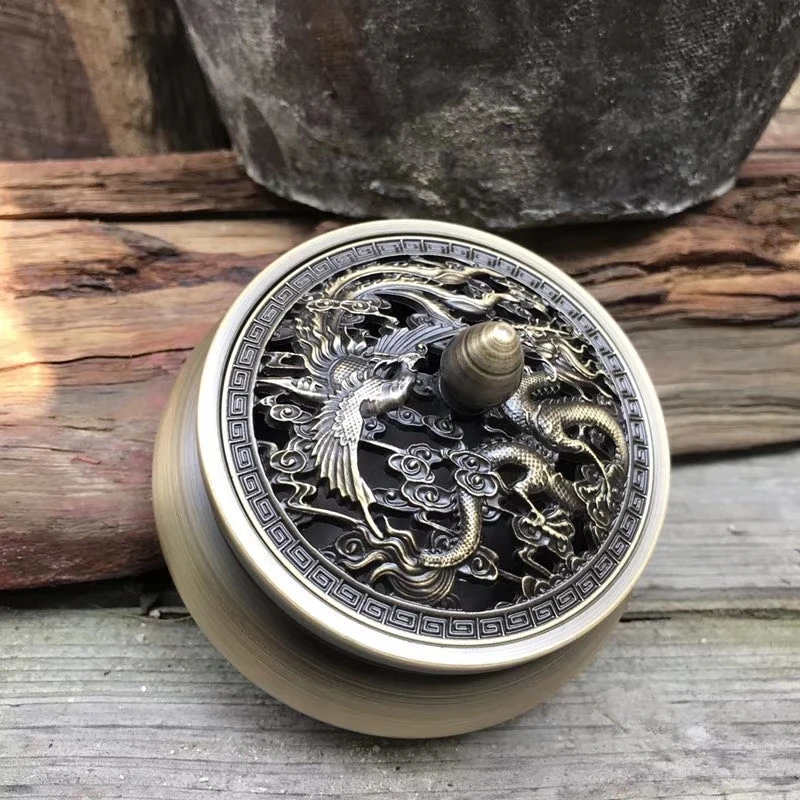 Y 4 часа медный сплав катушка благовония горелка дракон феникс дизайн домашний