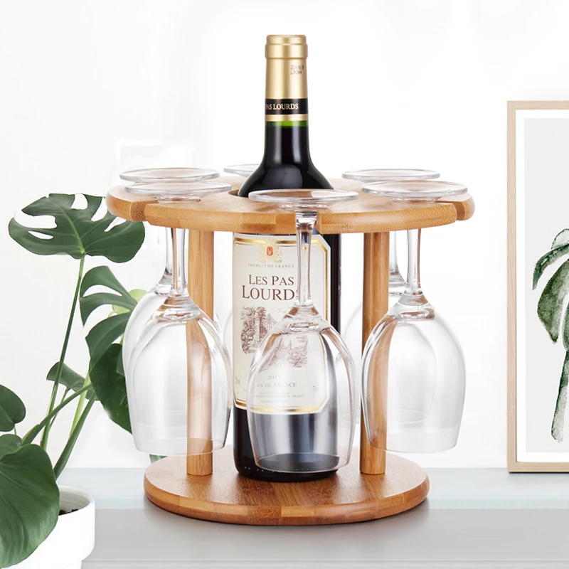 

Creative Wine Glass Drying Rack Bamboo Storage Shelf Bottle Display Holder Office Home Kitchen Supplies WJ506