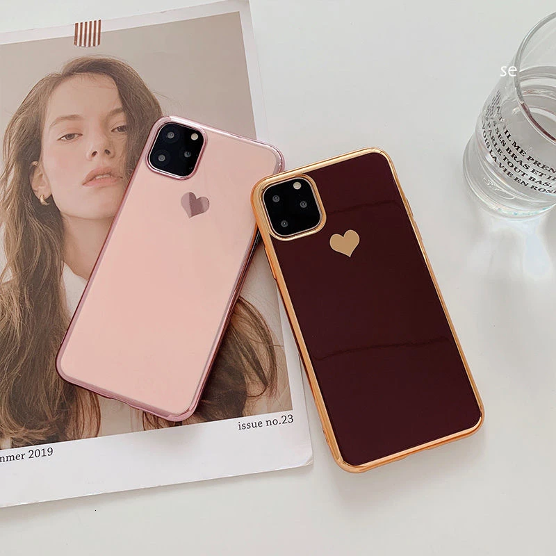LOVECOM Гальванизированный чехол для телефона с любовным сердцем iPhone 11 12 Pro Max XS XR 7 8