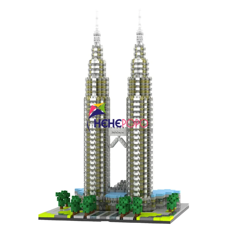 

YZ 057 World Famous Architecture Twin Tower 3D Model DIY Mini Diamond Blocks Building Toy for Children No Box