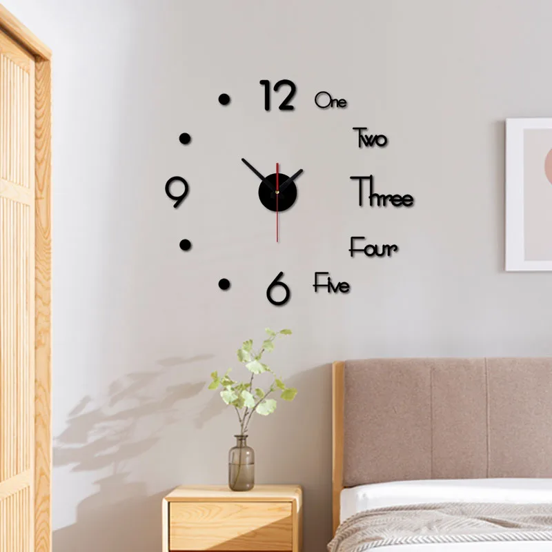 2020 DIY Wall Sticker Clock 3D Big Mirror Stickers Living Room Dining Home Decor Wallclock | Дом и сад