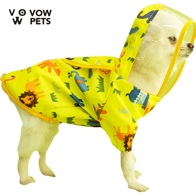 

Puppy Dog Waterproof Raincoat Feet Turnkey Teddy Bear Than Small Medium-sized Dog Rain Poncho Pet Clothes VOW Pets 2021