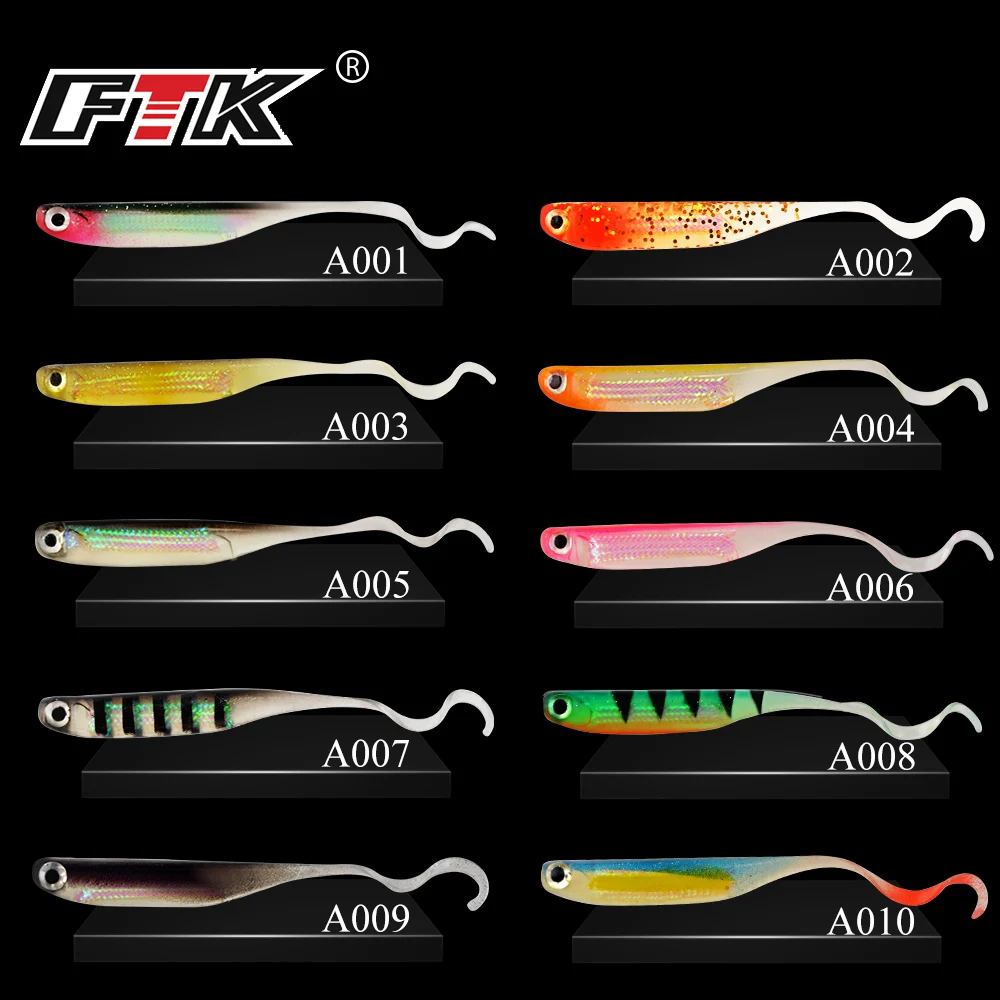 

FTK Fishing Lure Length-75mm/2.5g Luminous Soft Artificial Baits 3D FISHEYE Bass Pike Carp Lure Wag Fork-Tail Tackle Accessories