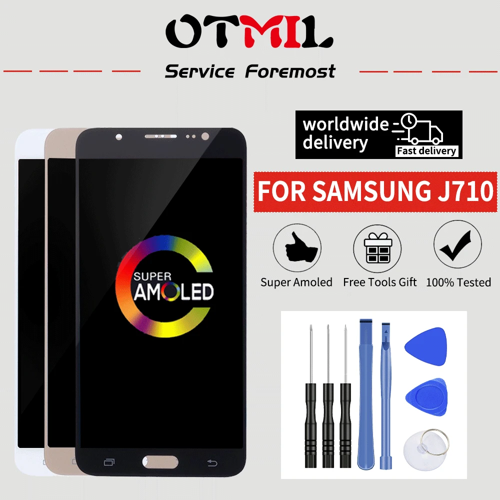ЖК дисплей OTMIL 5 дюйма AMOLED для SAMSUNG Galaxy J710 сенсорный экран с рамкой J710FN J710F J710M J7 2016