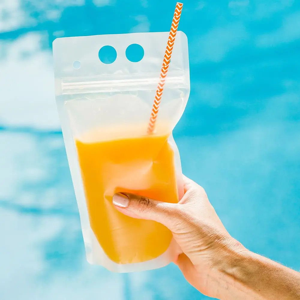 

Free Shipping - 10/Pack Party Catering Supplies 500ml*130x230x80mm Rectangle Plastic Drink Bag - Double Zipper