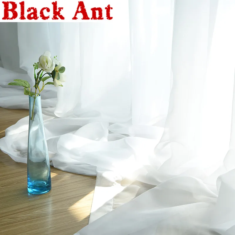 Белая прозрачная занавеска для гостиной однотонная вуаль современные оконные