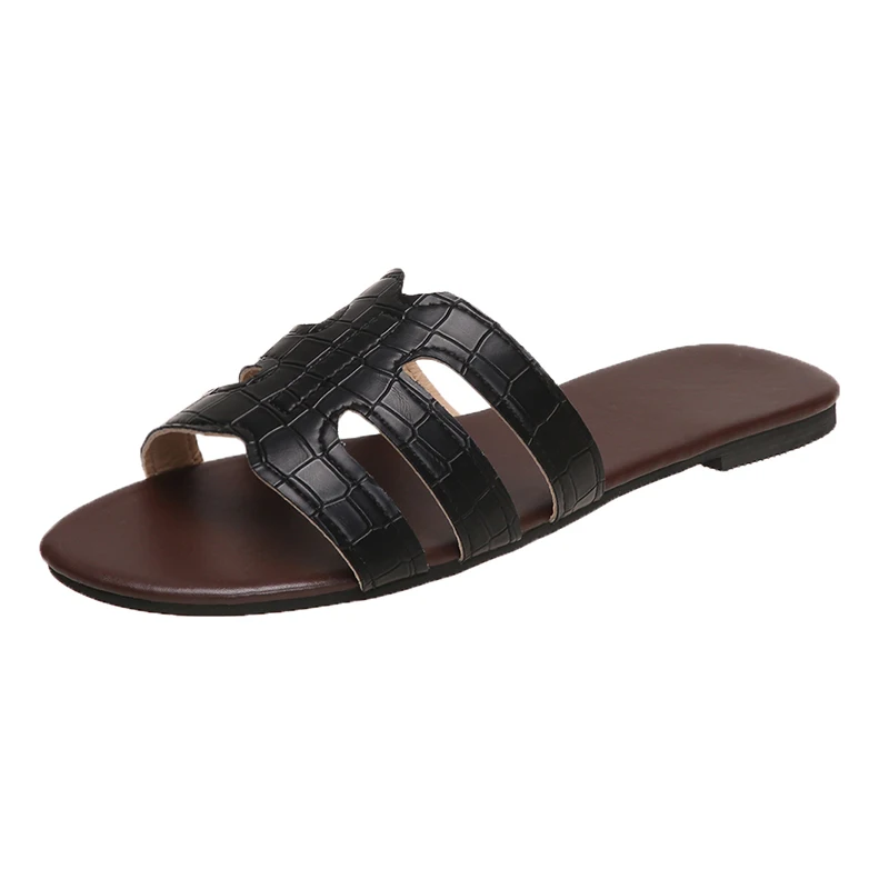 

Slippers for Women 2021 New Summer Word Sandals Flat-Bottomed Beach Travel Shoes Large Size Fashion Sandals Women Large Size