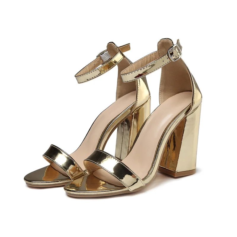 

New Style Buckle Round Toe Thick High Heel Sandals Sexy Women Shoes