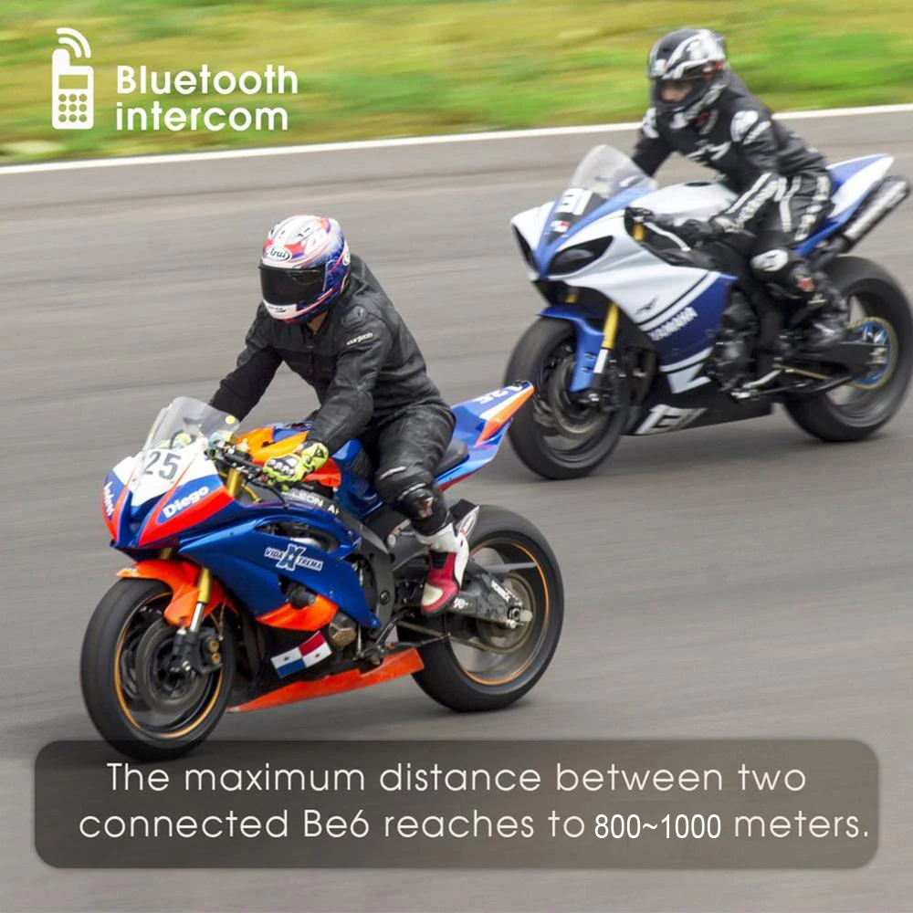 Мотоциклетные наушники для шлема с беспроводным интеркомом Bluetooth интерфоном, громкой связью, водонепроницаемыми наушниками, FM-радио и наушниками QTBE6