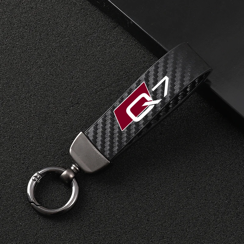 High-Grade Leather Car KeyChain 360 Degree Rotating Horseshoe Buckle Jewelry Key Rings for audi Q7 car Accessories | Автомобили и